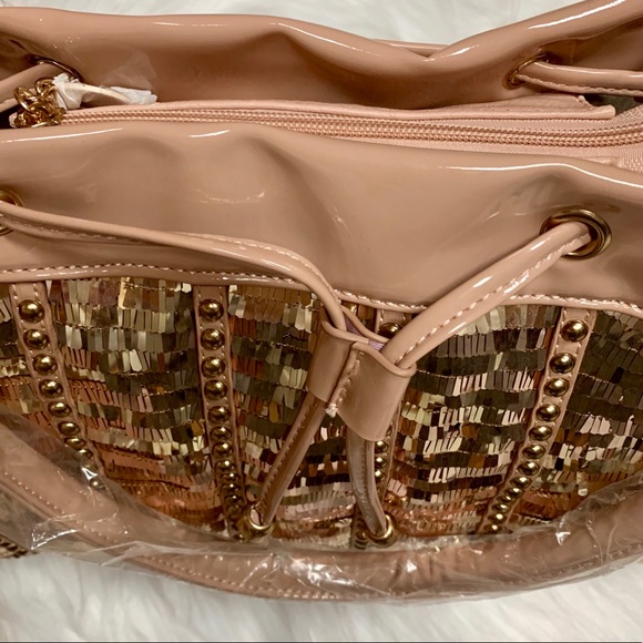 NICOLE LEE SEQUIN & PATENT LEATHER HANDBAG NWT - Picture 7 of 16